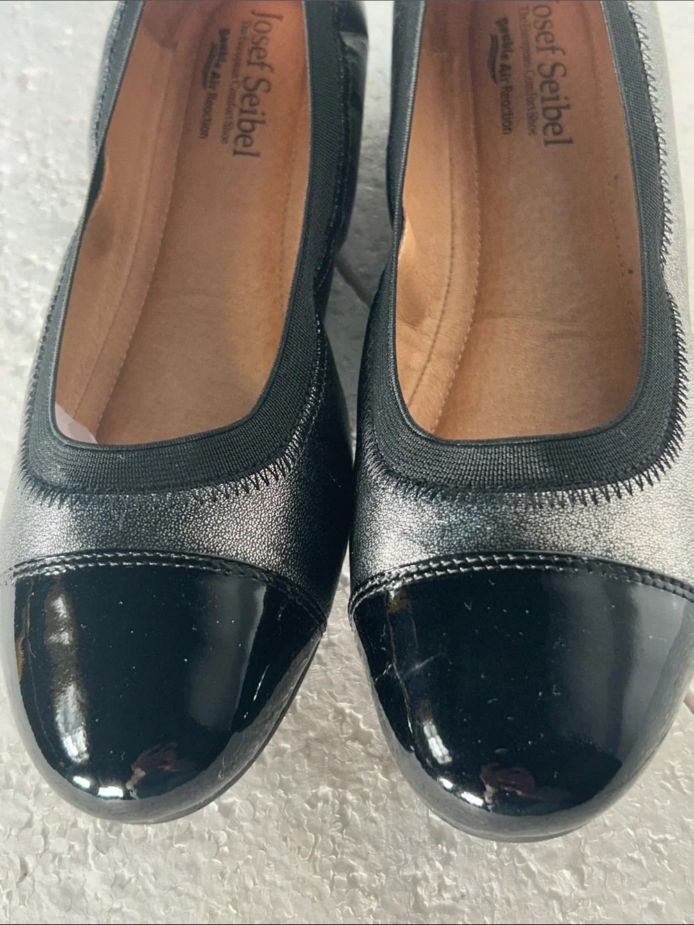 Josef Seibel SZ7-8 Metallic Silver Pippa Leather Ballet Flat Closet Staple Old $